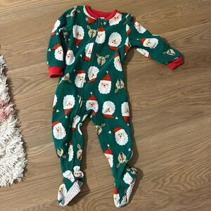 Carters Christmas micro fleece footie pajamas 24M